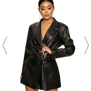 Faux Leather Mini Dress Jacket